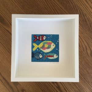 4 colourful fish by Annette Lewis of East Coast Punch Needle Art